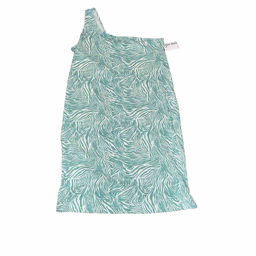 Nine West One-Shoulder Bodycon Dress Green‎ Zebra Women's Plus Size 3X NWT